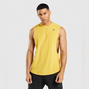 Gymshark Bold Drop Arm Sleeveless Tank Top, Medallion Yellow, Men’s XS